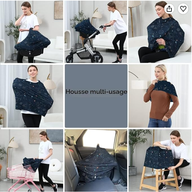 Housse d'allaitement multi-usage pour siège de voiture pour bébés